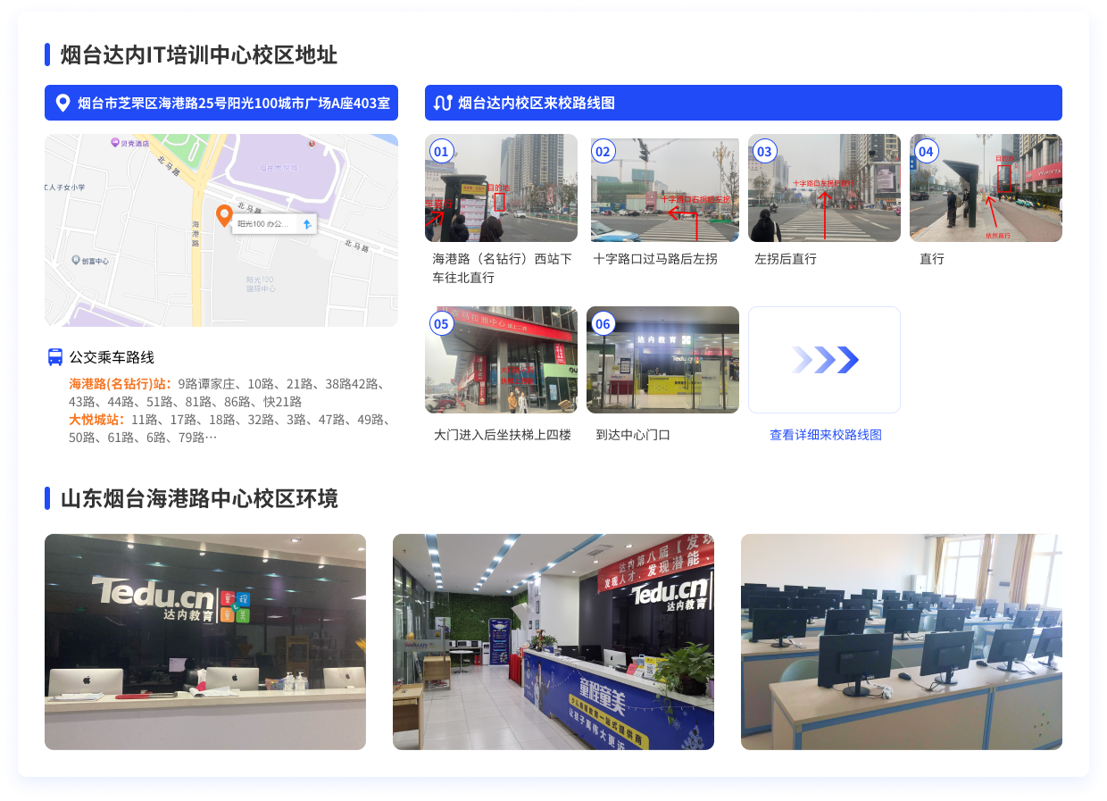 煙臺達內教育來校路線圖